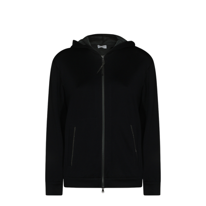 Cotton and Silk Interlock Hooded Topwear