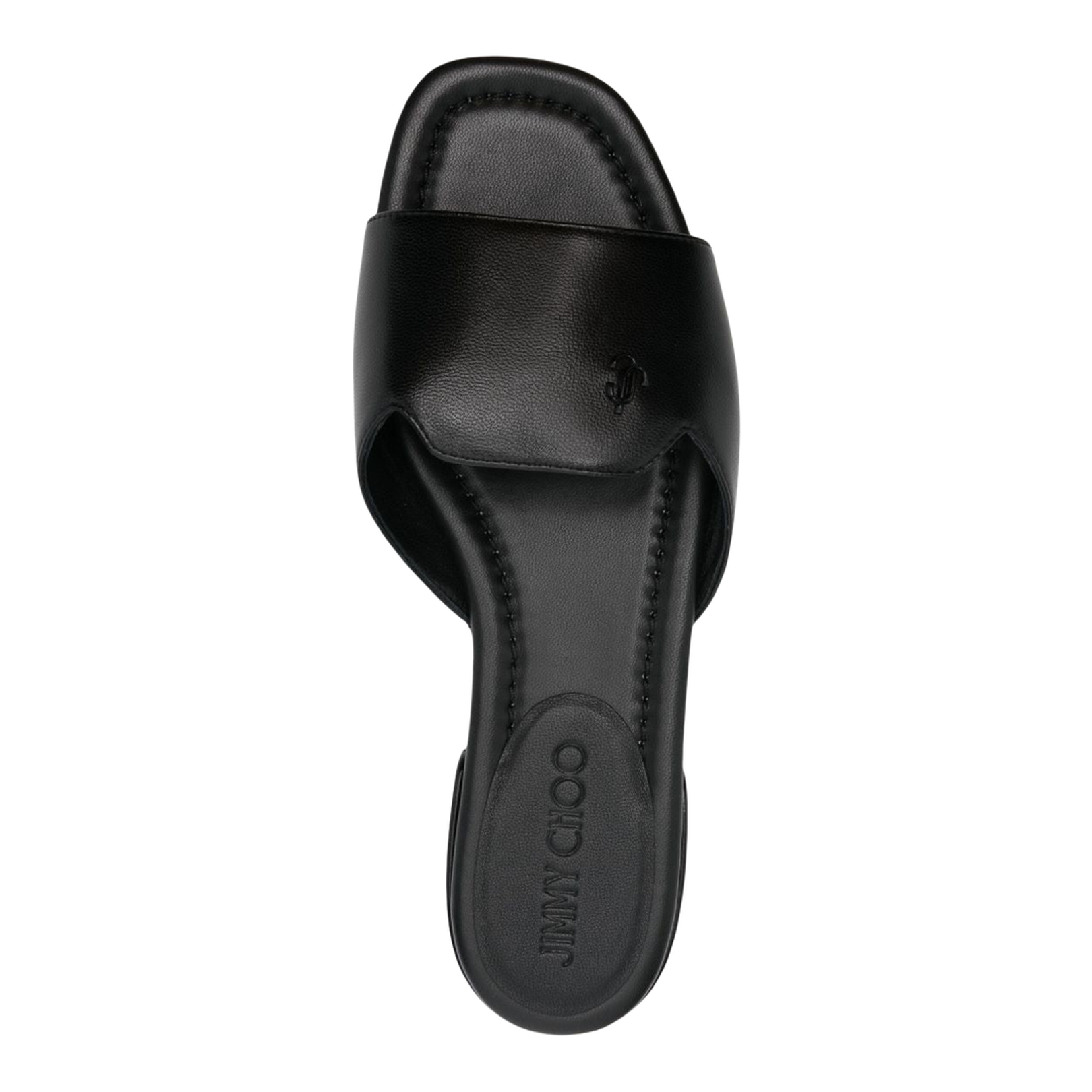 Black Branded Leather Sandals