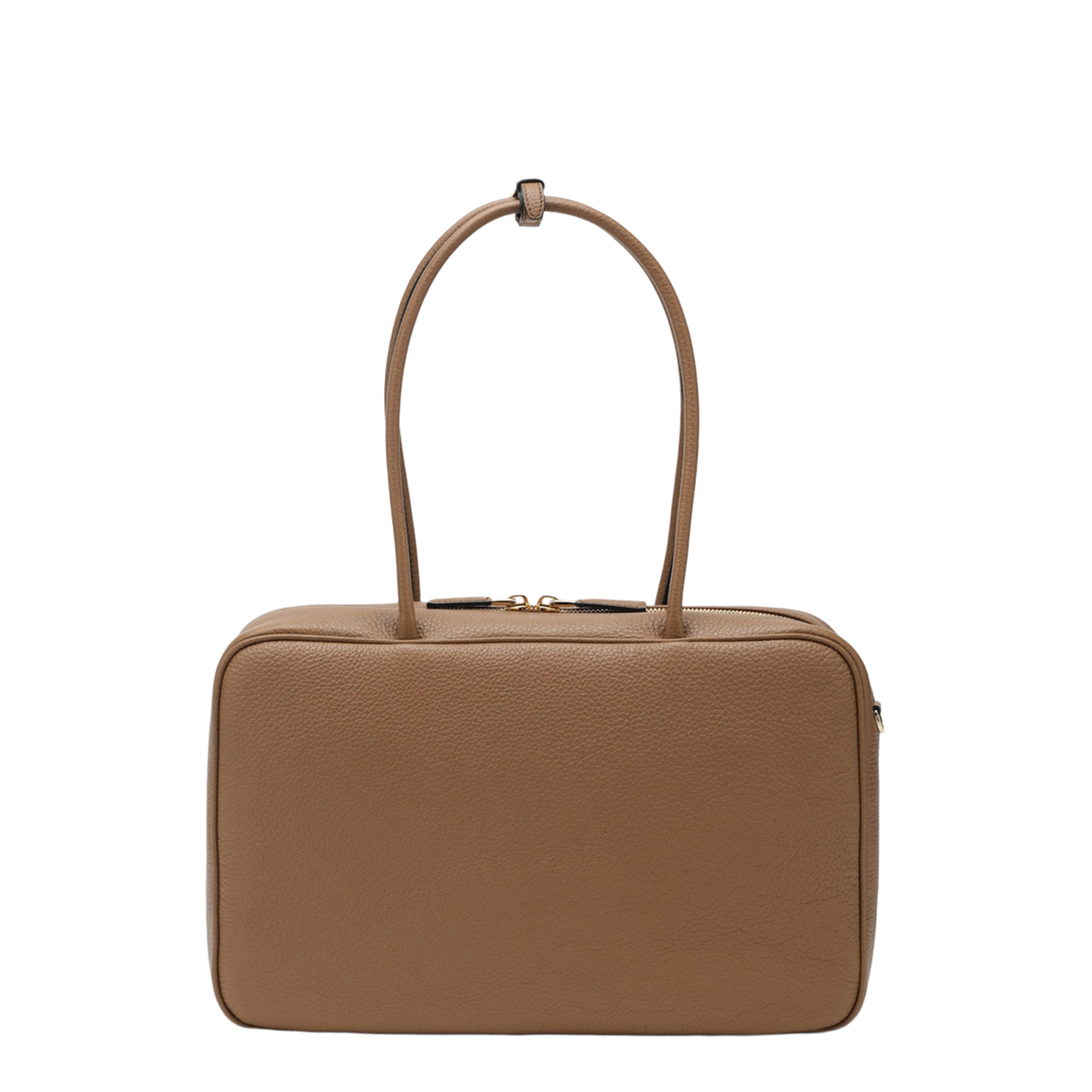 Large Calf Leather Duffle Bag - Caramel