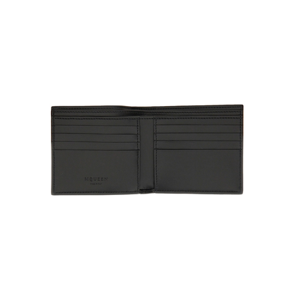 Alexander McQueen McQueen Bifold Wallet With Logo In Black Calfskin