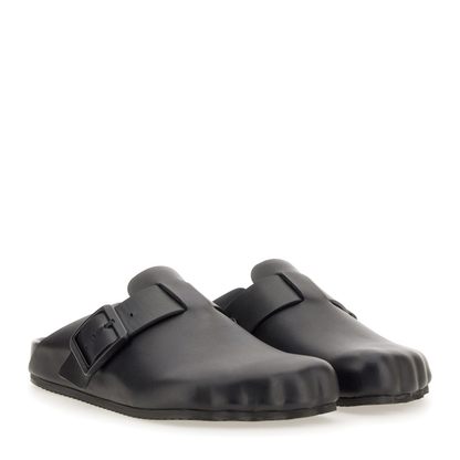 Balenciaga Black Sunday Clogs with Logo Strap