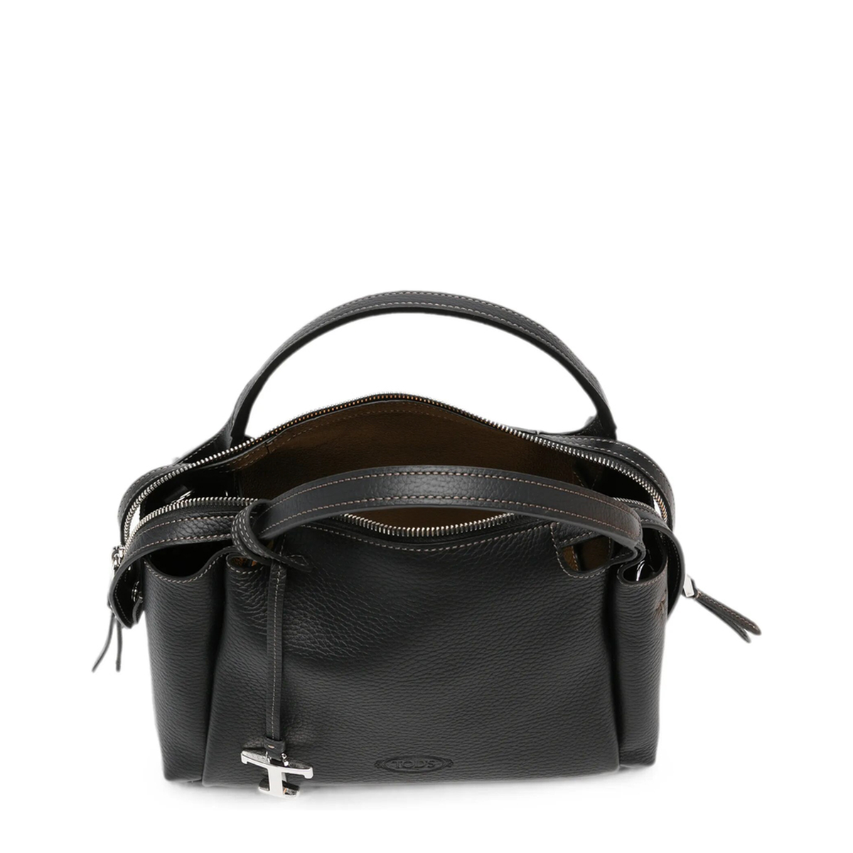 Medium Leather Top Handle Bag - Black