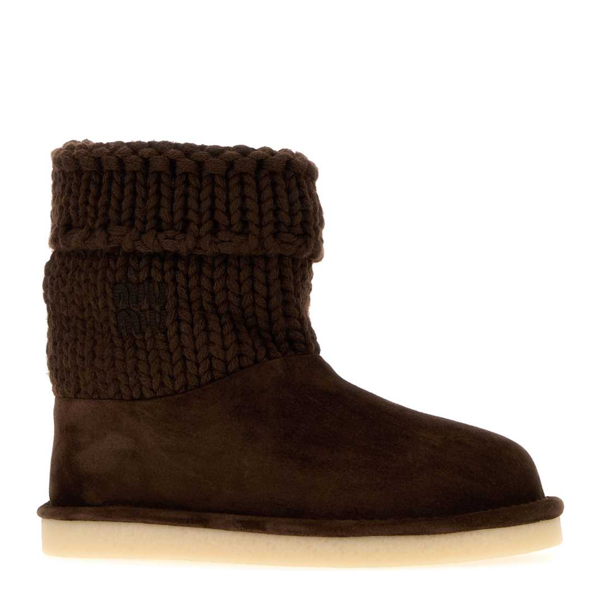 MAYFEYR - Miu Miu - Dark Brown Knit And Suede Ankle Boots - 5U796EF0153A31F0003
