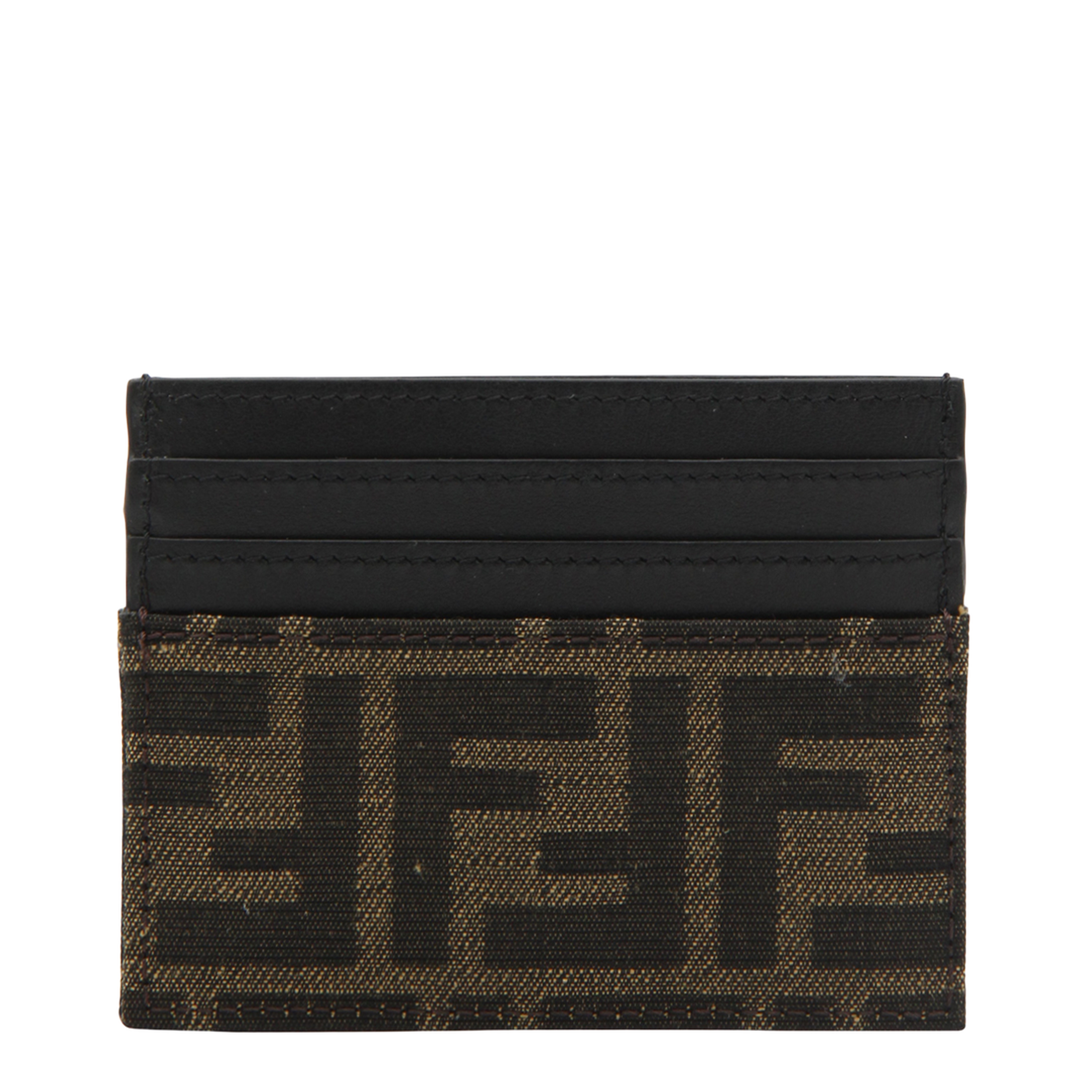 FF Jacquard Card Holder Leather Brown