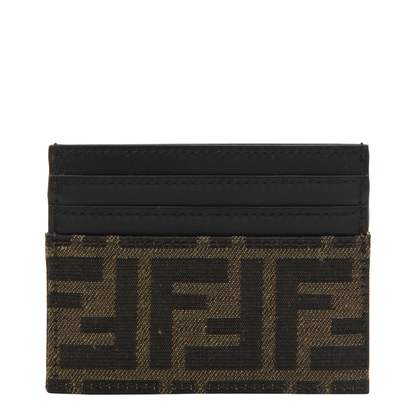 FF Jacquard Card Holder Leather Brown