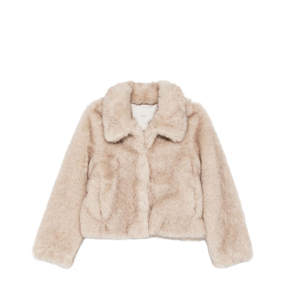 Vegan Fur Cropped Jacket Greyish Beige