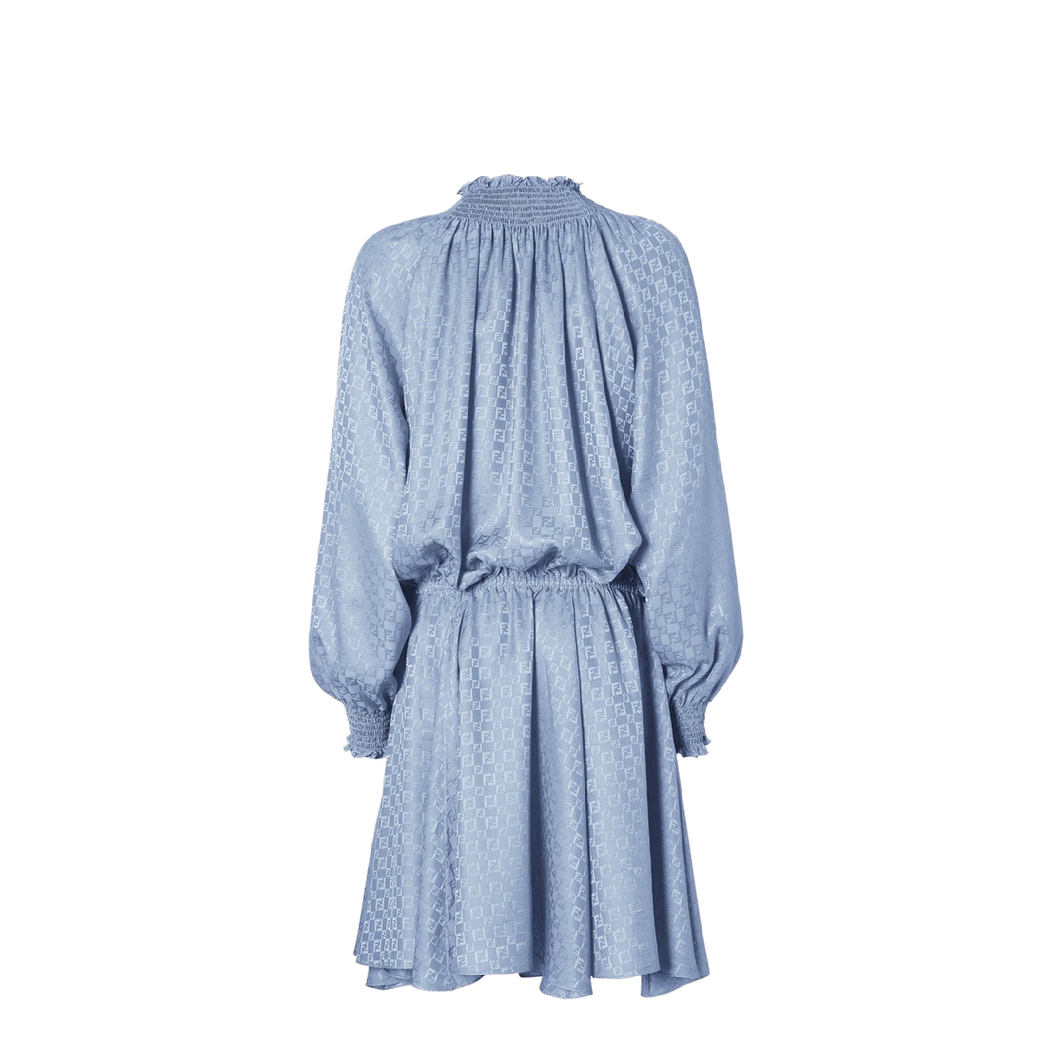 Blue Silk Jacquard Dress