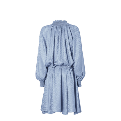 Blue Silk Jacquard Dress