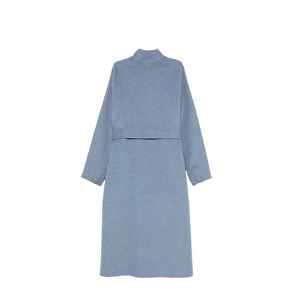 Mock-neck Wool-blend Coat with Matching Belt