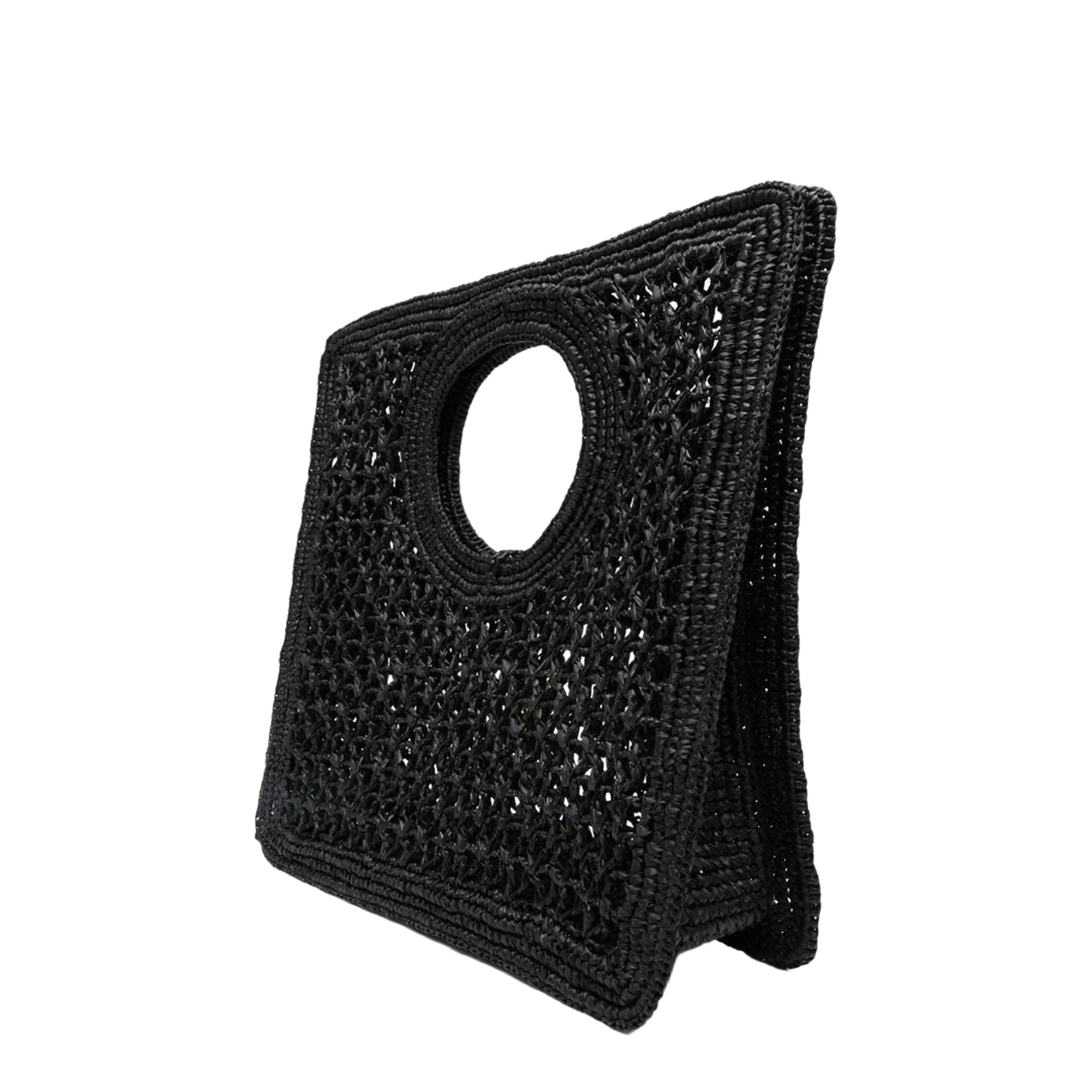Le Petit Carré Spiaggia Small Raffia Tote - Black