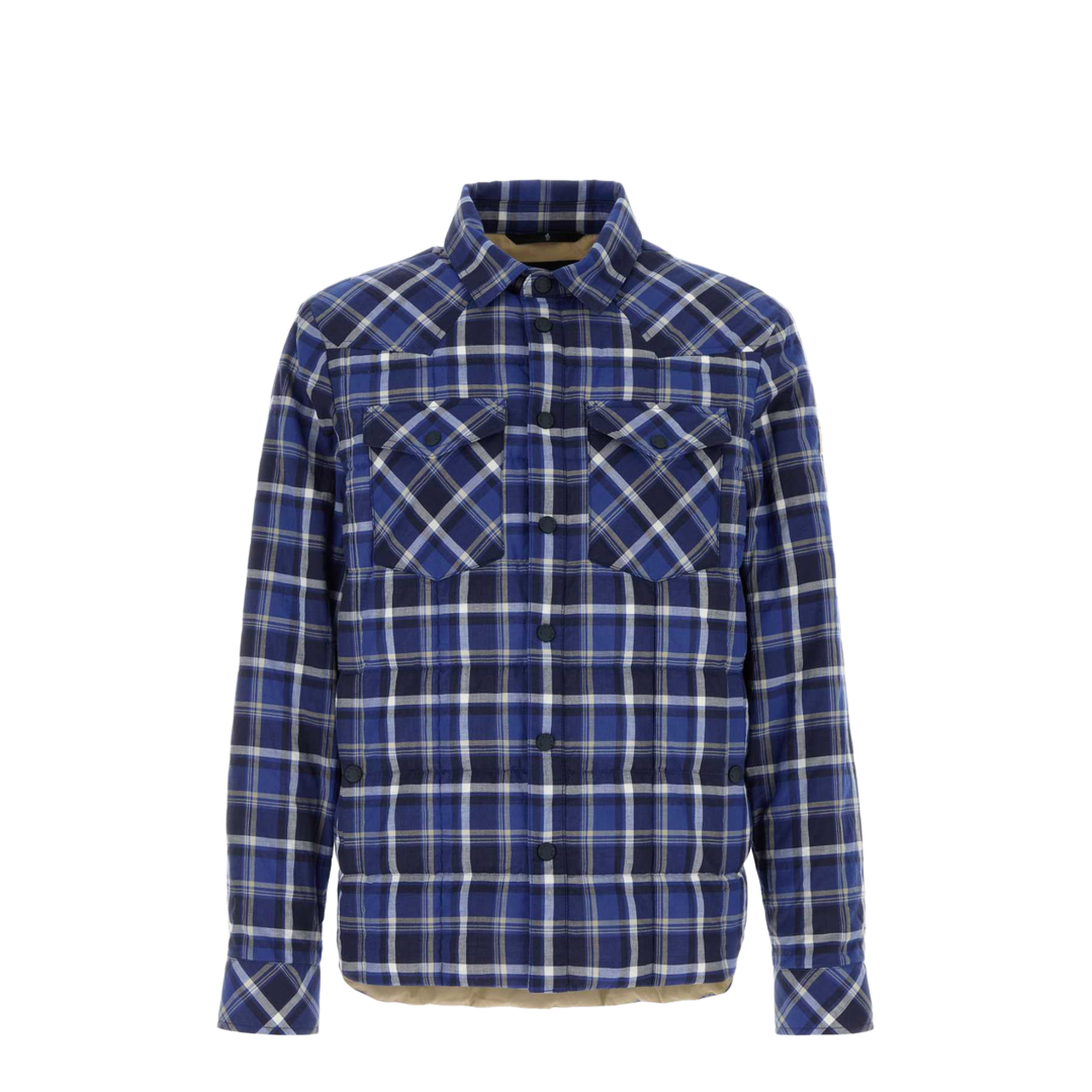 Black & Blue Gelt Check Cotton Blend Down Shirt Jacket