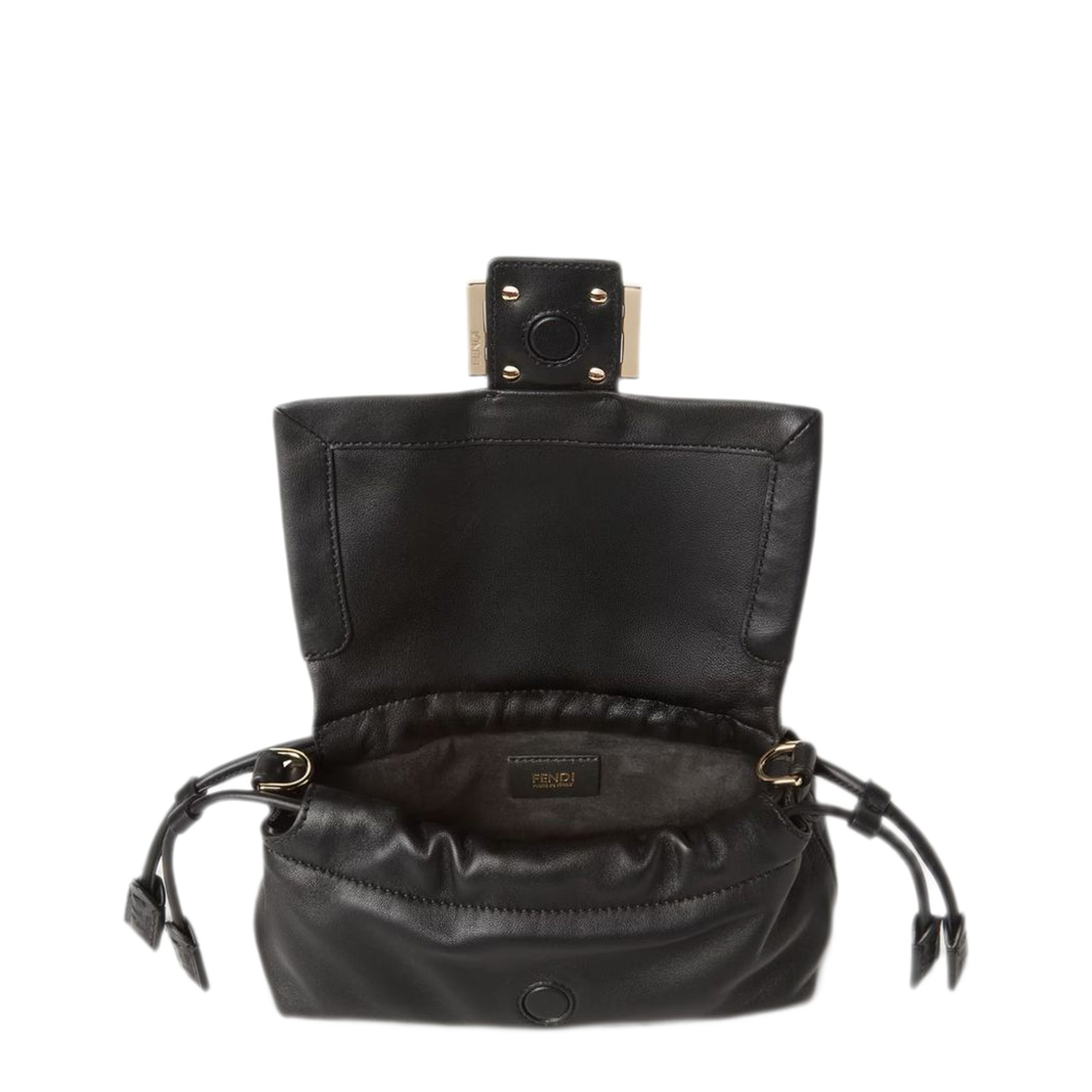 MAYFEYR - Fendi - Black Baguette Small Leather Handbag - 8BR855B1ZKF0QA1