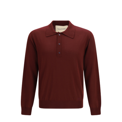 MAYFEYR - Valentino - Wool Polo With Vlogo Embroidery - 8V0KP04UBH9697