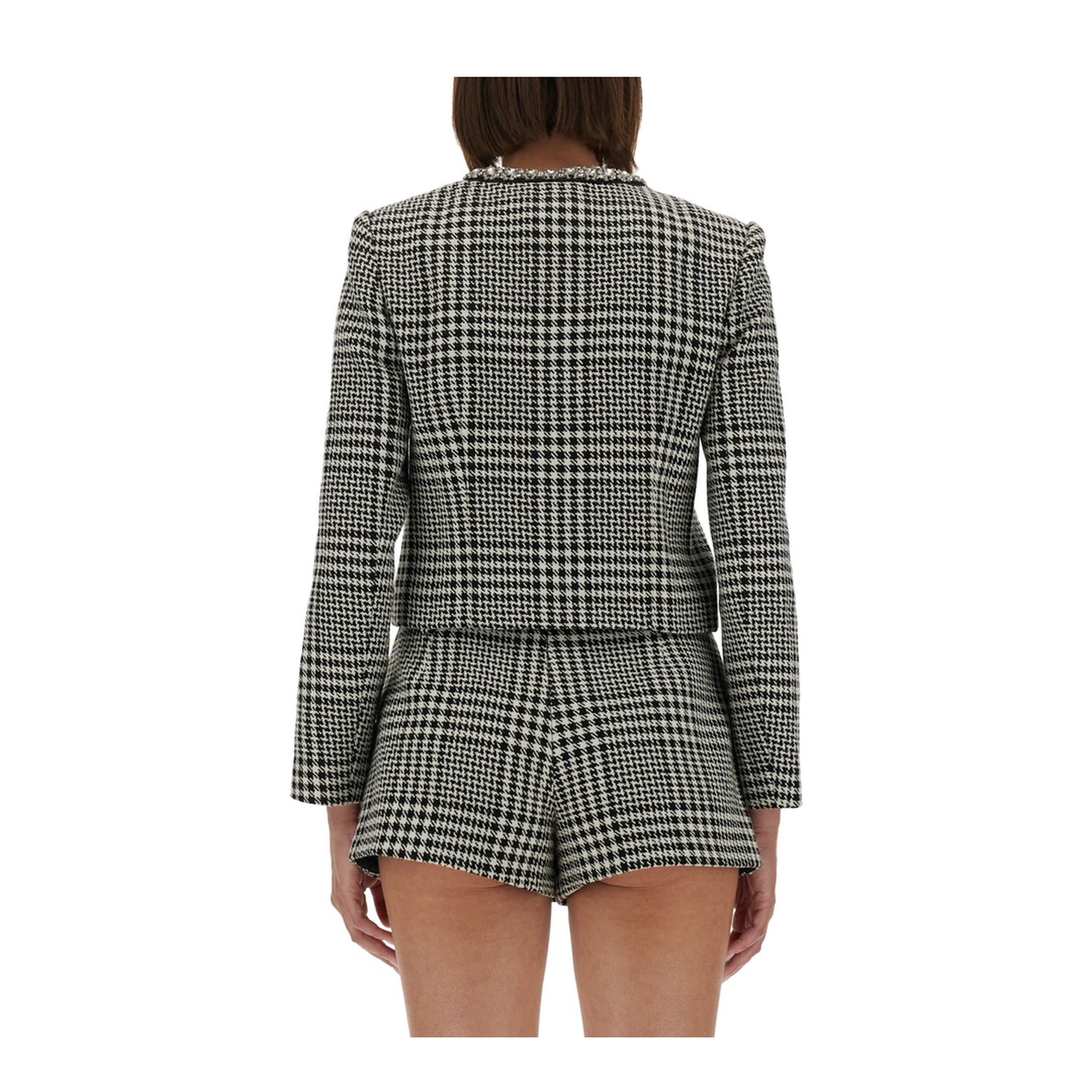 MAYFEYR - Self Portrait - Houndstooth Jacket With Crystals - PF25111JBWBLACKANDWHITE