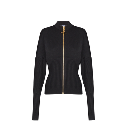 Zipped Knit Cardigan Black