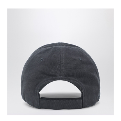 Black Washed-Effect Masking Tape Cap