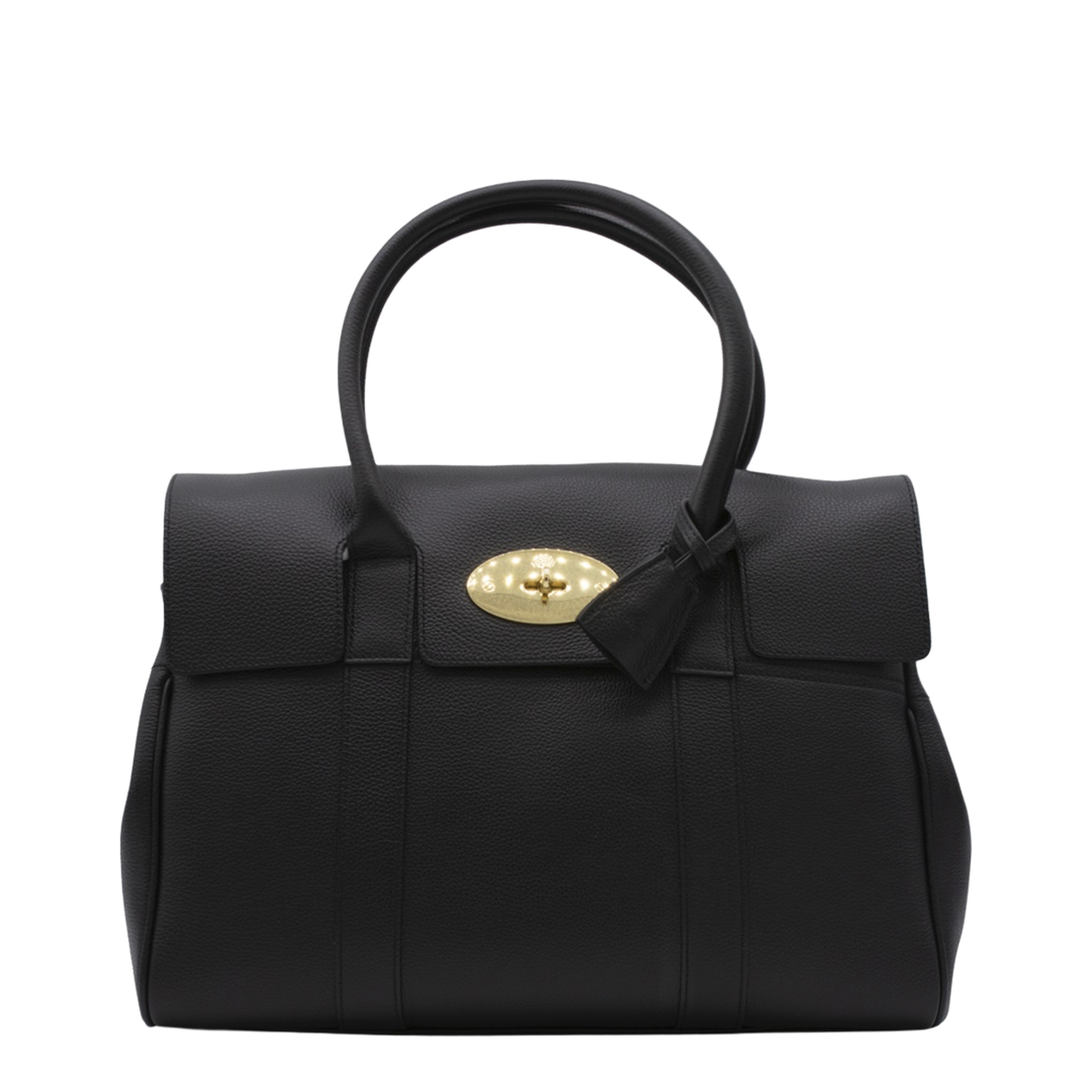 Bayswater Small Grain Leather Handbag - Black
