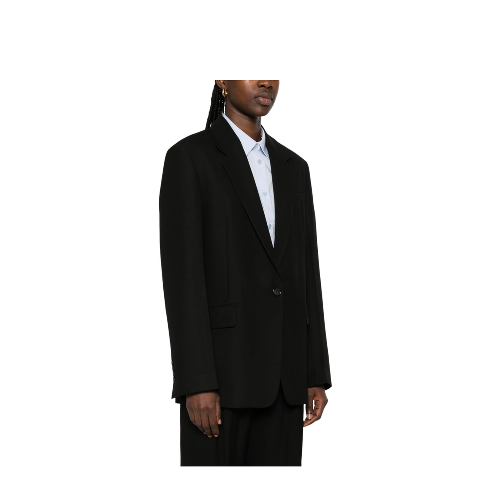 Wool Blend Single-Breasted Blazer Jacket