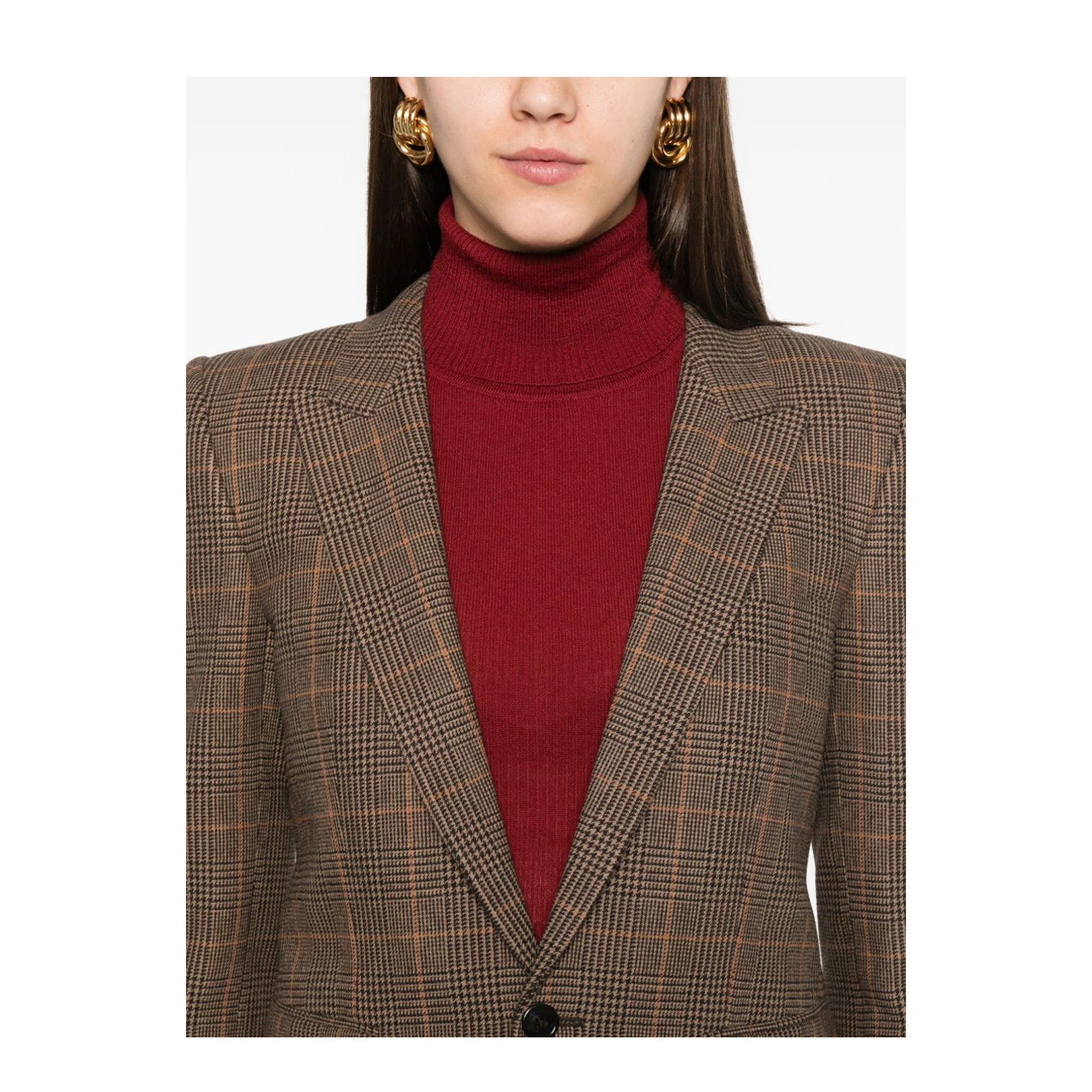 Brown Checked Pattern Jacket