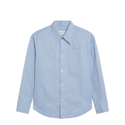 Large Blue Pointed Collar Cotton Shirt