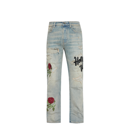 Jeans with shimmering appliqués