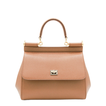 Sicily Small Calfskin Handbag - Brown
