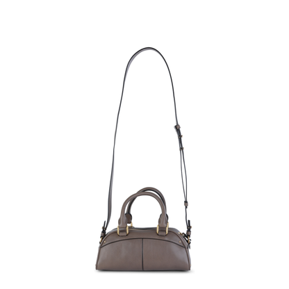 Small Bowling Bag in Soft Leather Beige