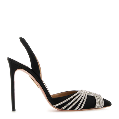 MAYFEYR - Aquazzura - Gatsby Sling Satin 105 Pumps - GASHIGL0SATBLACK