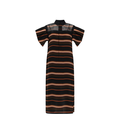 MIDI DRESS WITH HORIZONTAL STRIPE PRINT