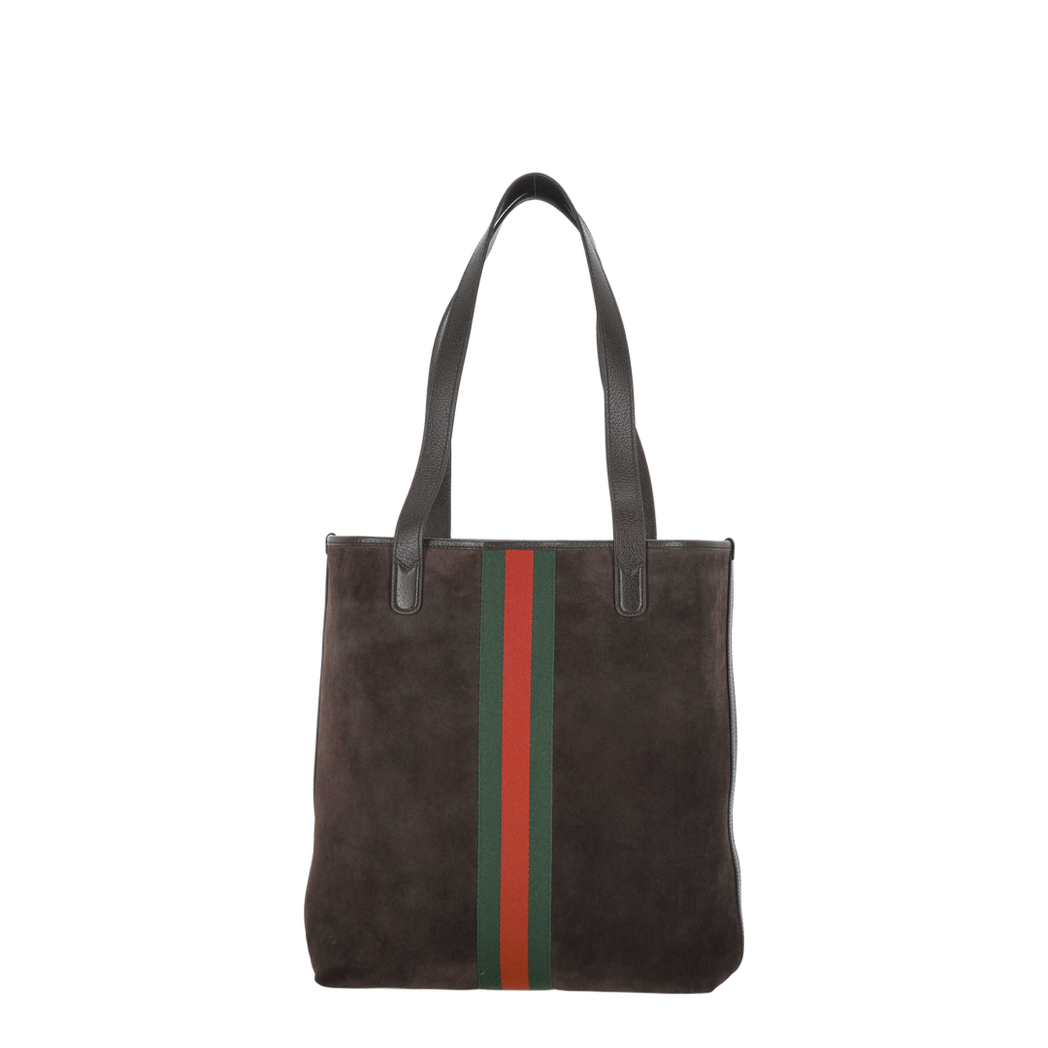 Ophidia Medium Tote Bag in Dark Brown Suede