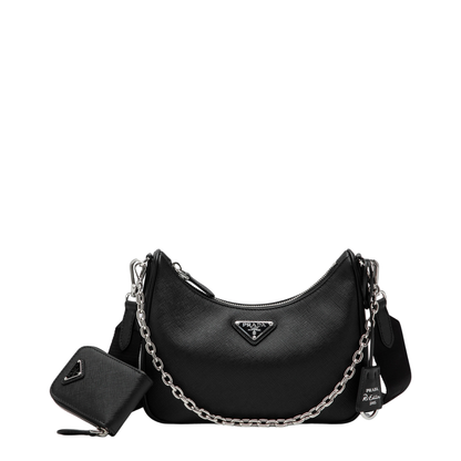 Re-Edition 2005 Saffiano Leather Shoulder Bag - Black