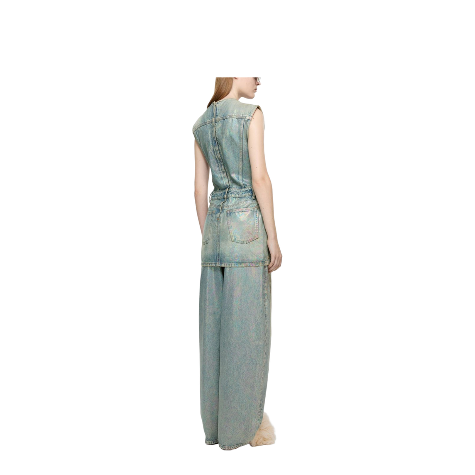 Coated Denim Dress - Mid Blue