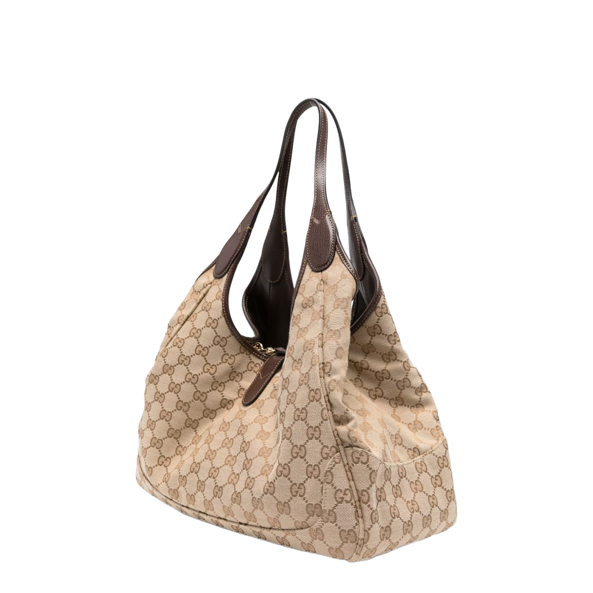 Mercato Medium GG Canvas Tote Bag - Sand & Dark Brown