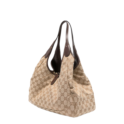 Mercato Medium GG Canvas Tote Bag - Sand & Dark Brown