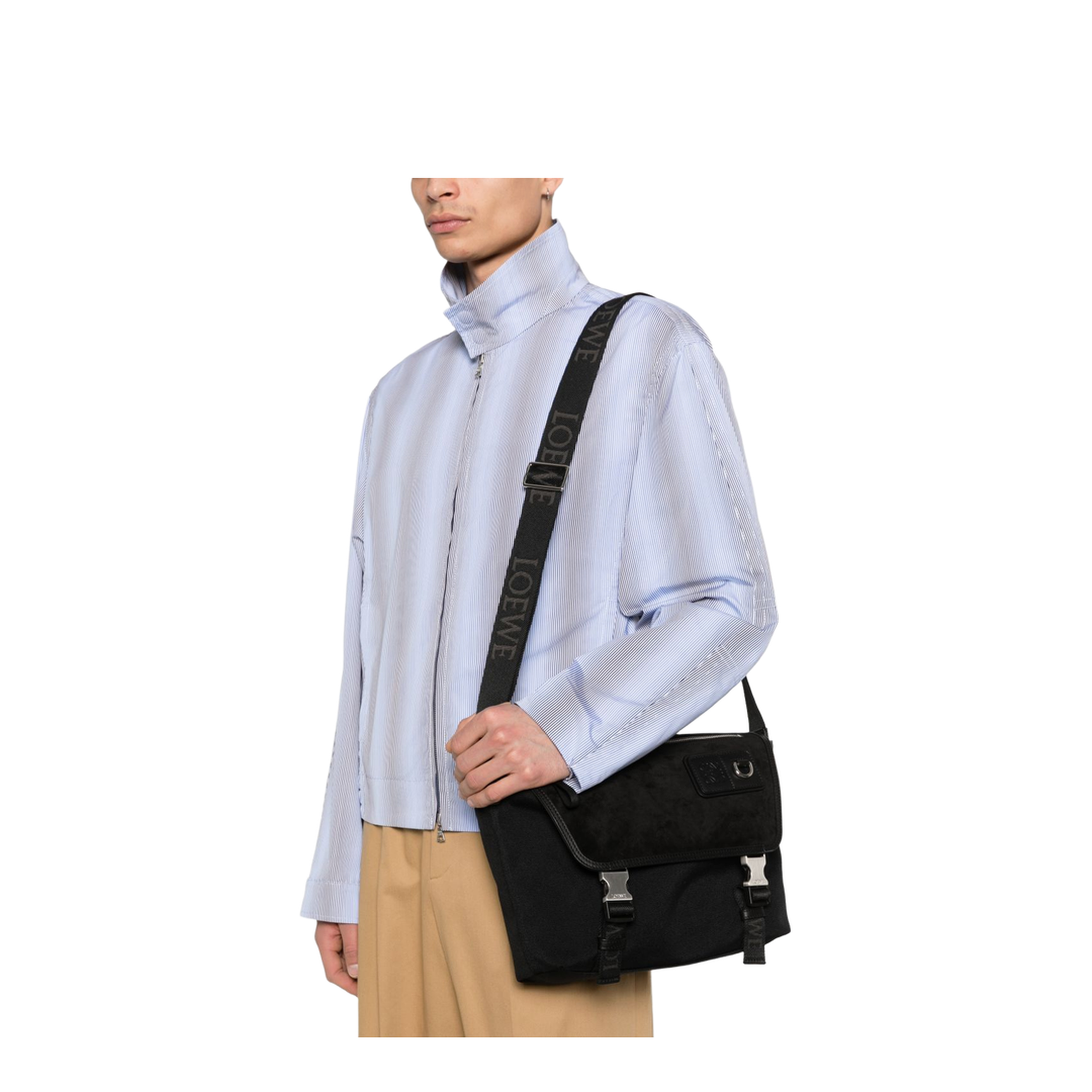 Flex Medium Canvas Messenger Bag - Black/Dark Gold