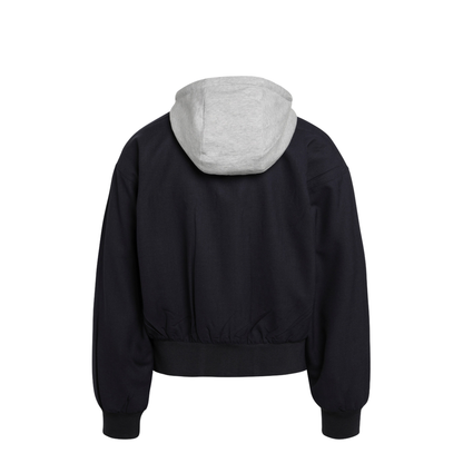 Navy Wool Hooded Jacket