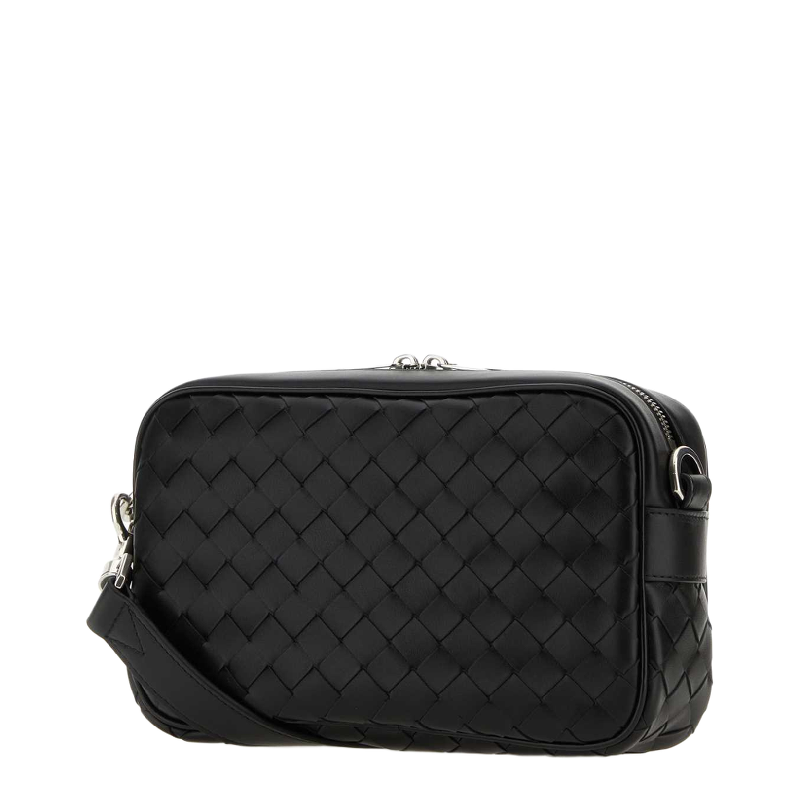 Intrecciato Small Leather Camera Bags - Black