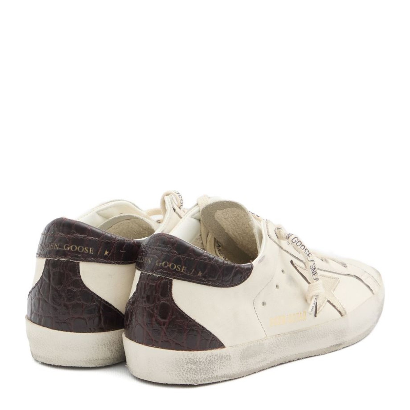 White Super-Star Crocodile-Effect Sneakers