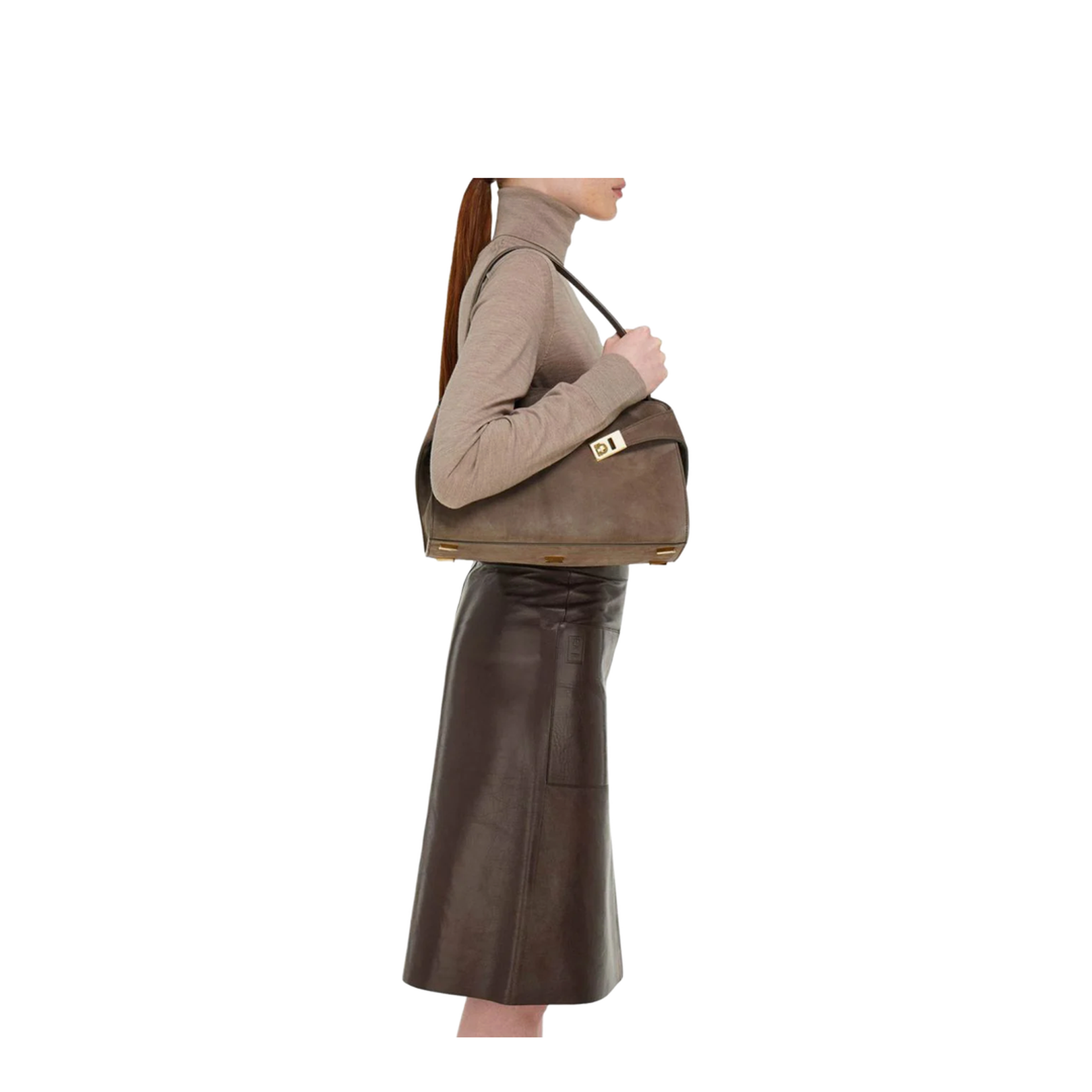 Brown Single Top Handle Bag