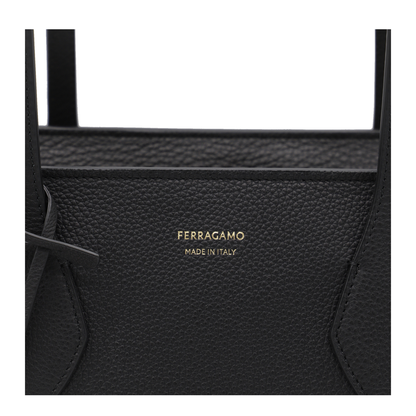 Ferragamo Black Leather Tote Bag