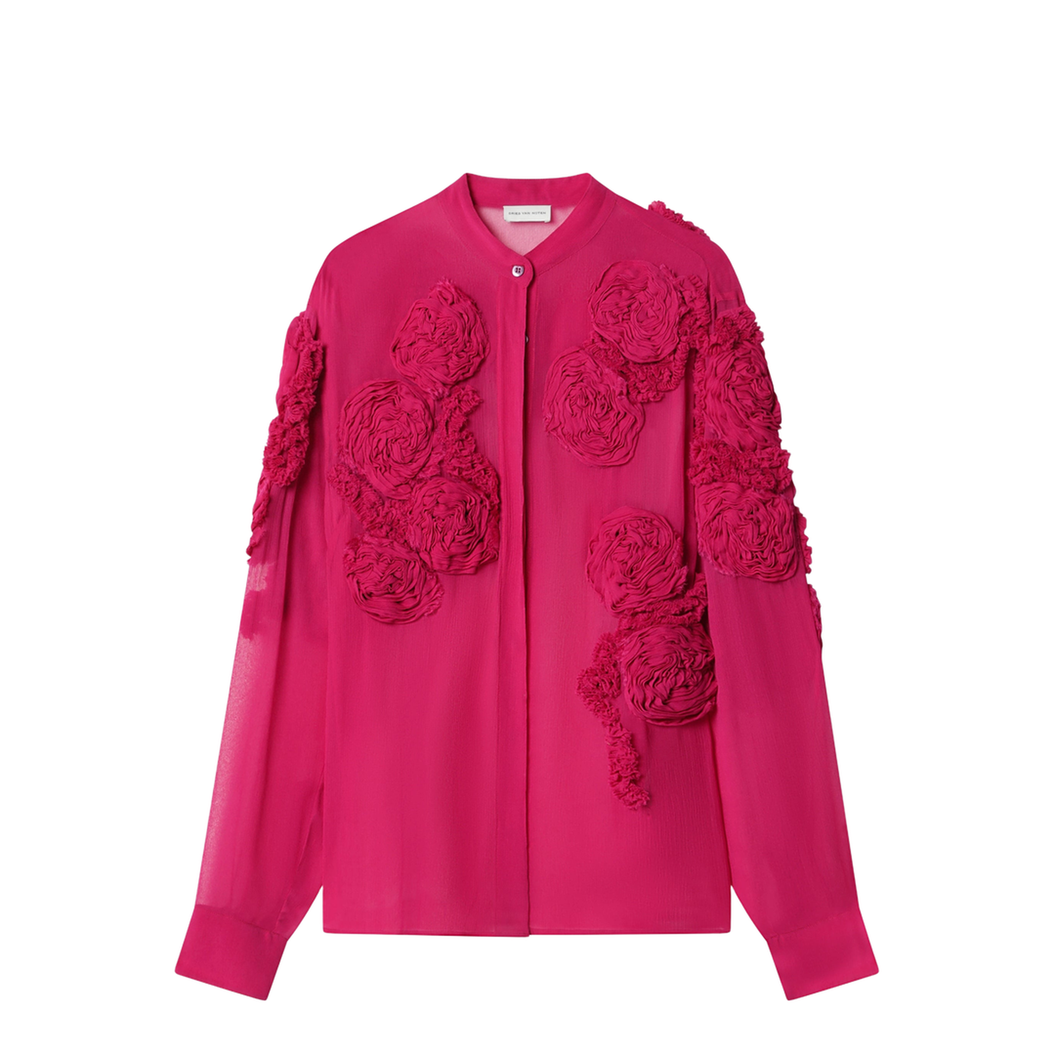 Fuchsia Shirt With Embossed Roses