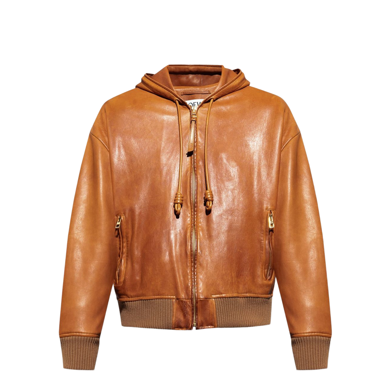 Hooded Jacket in Nappa Lambskin Brown