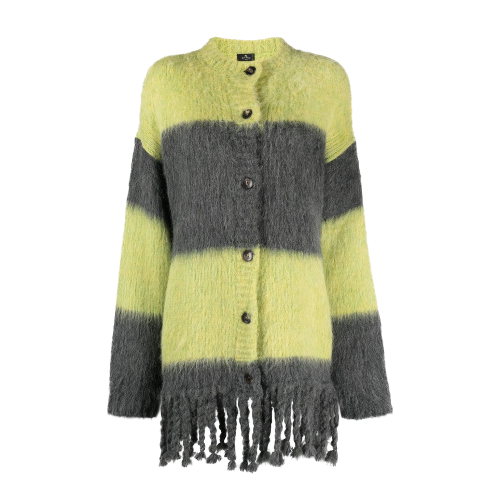 Striped Fringed Wool Cardigan