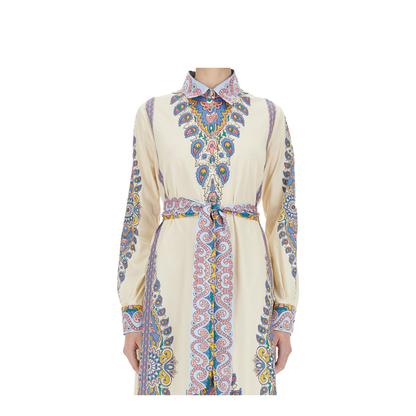 Printed Stretch Poplin Shirt Dress