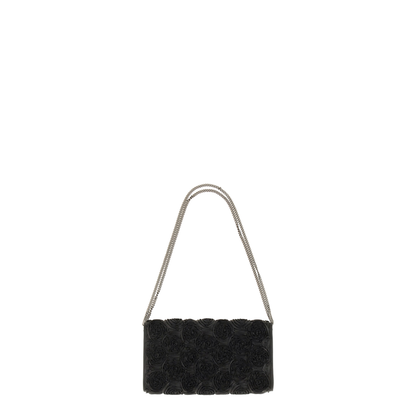Satin Bag with Crystal Buckle and Rose Detail