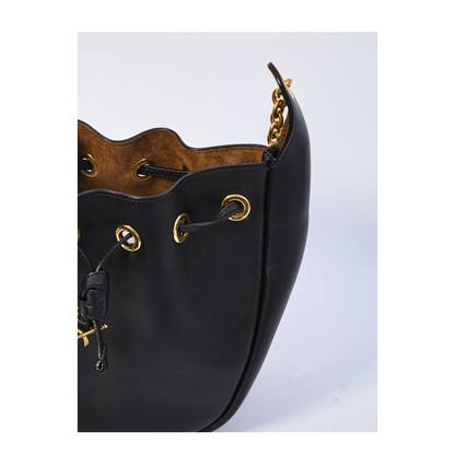 Supple Medium Leather Bucket Bags - Black