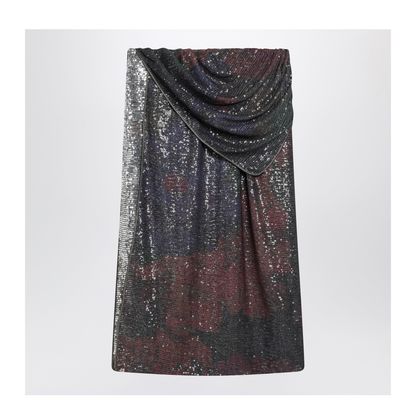 MAYFEYR - Maison Margiela - Printed Draped Sequin Maxi Skirt In Blue And Burgundy - S51MI0017M20263001S