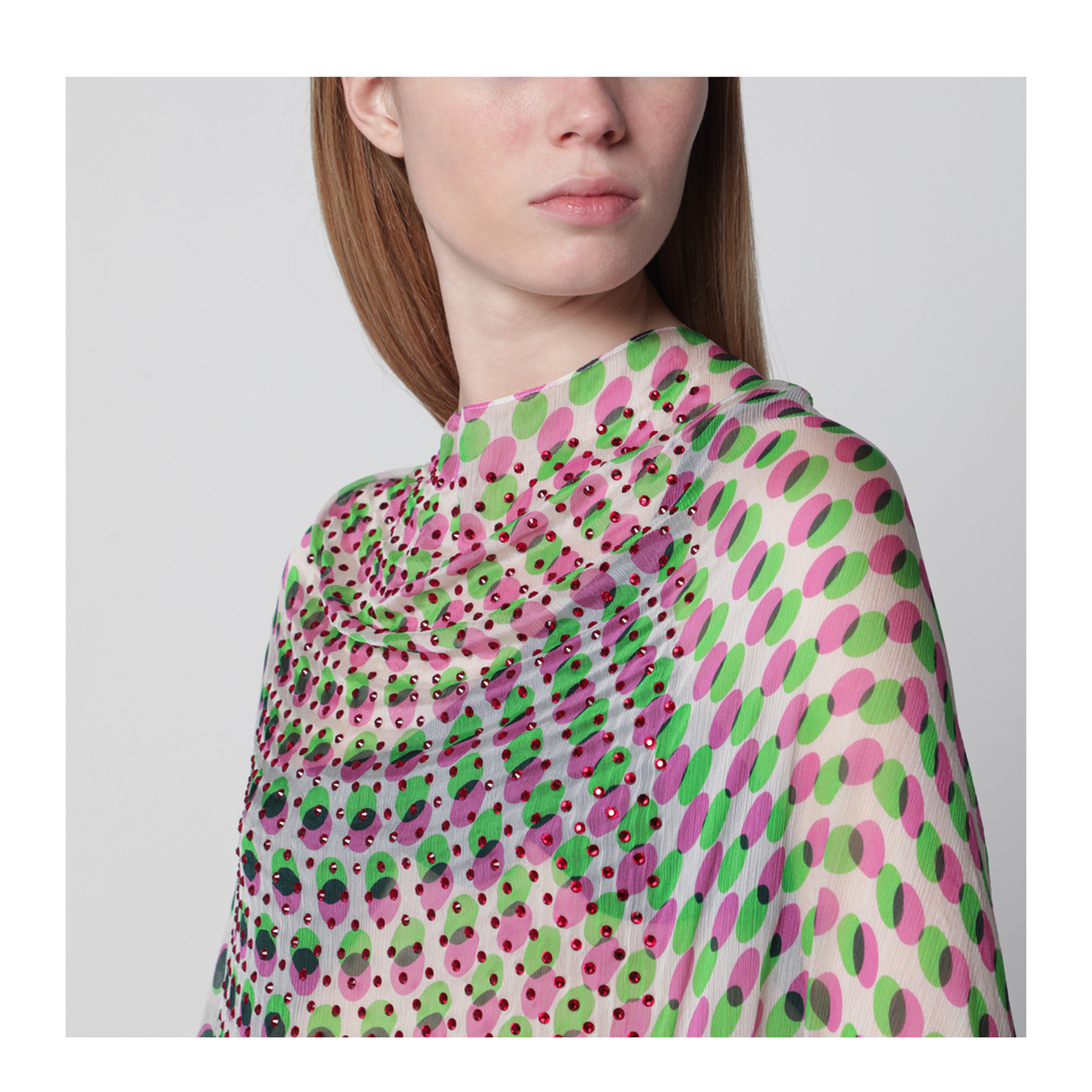 Ecru Polka-Dot Sheer Silk Cape