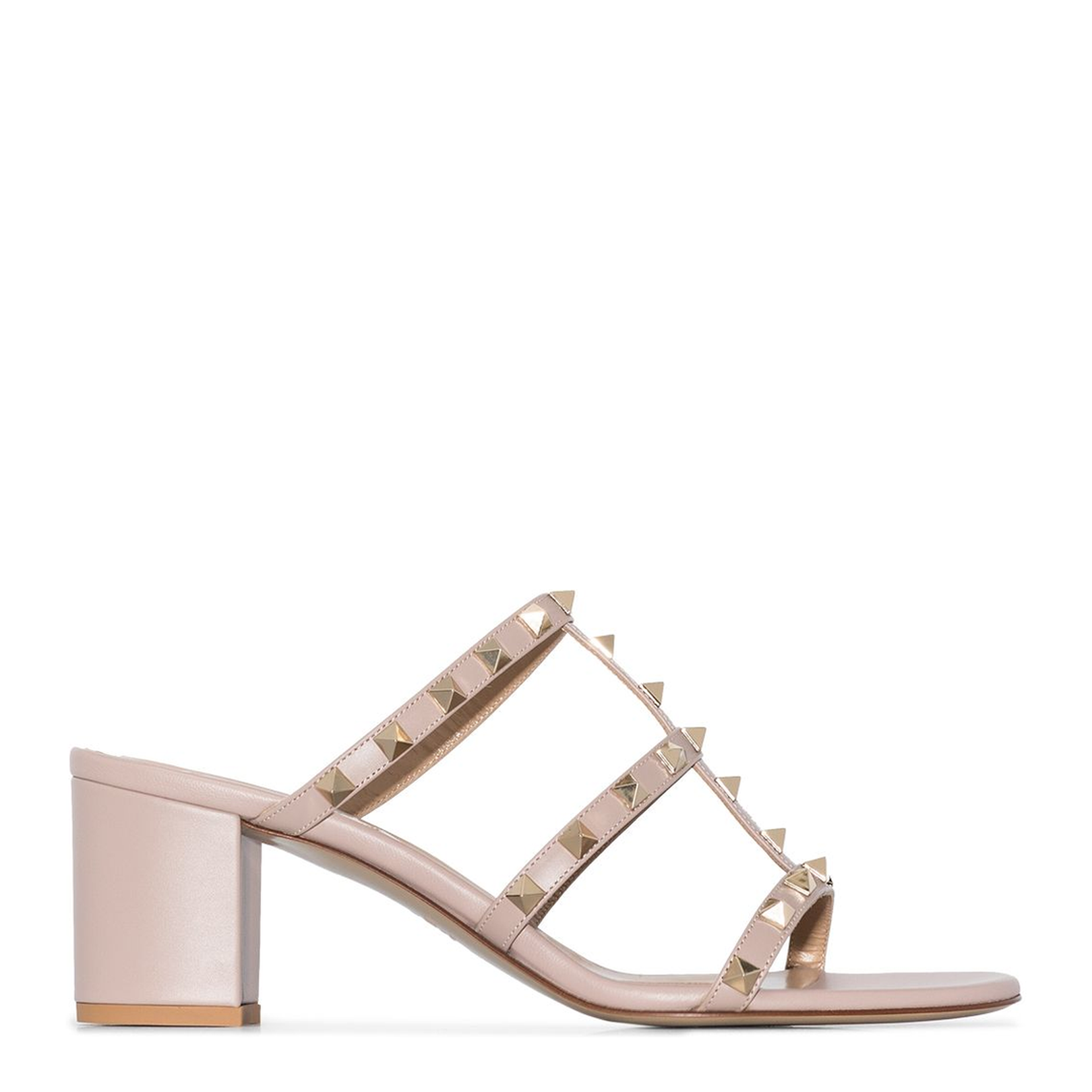 Rockstud Calfskin Leather Slide Sandal 60 Mm