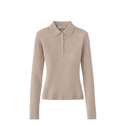 Ribbed Collared Polo Top
